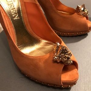 Alexander McQueen Orange Skull Pumps
